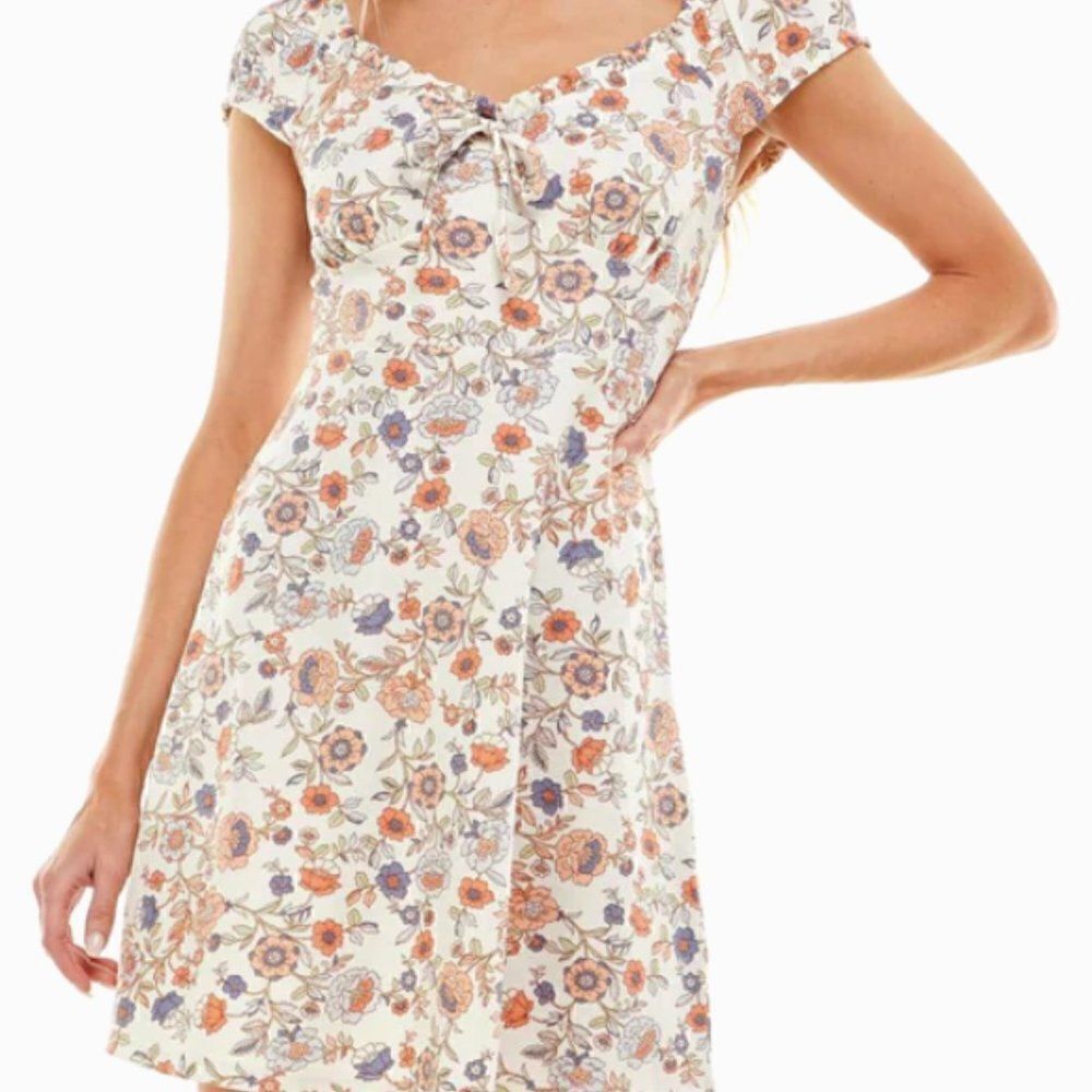 Ultra Flirt Womens Juniors Emma Cap Sleeve Mini Floral Dress Size XL
